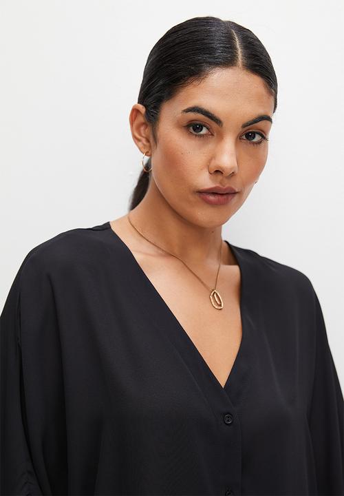 edit - Hi low voile shirt - black