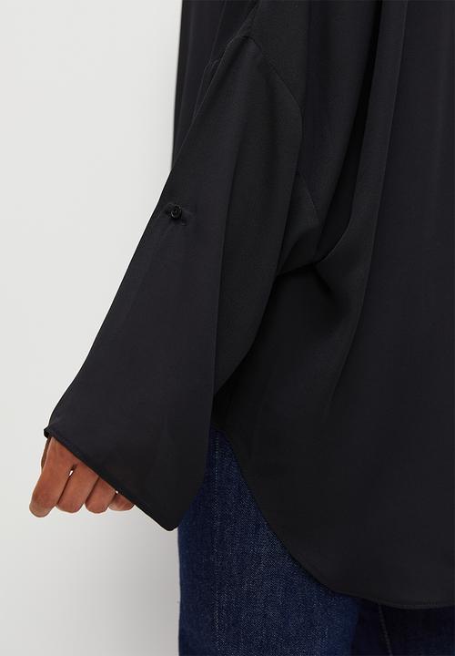edit - Hi low voile shirt - black