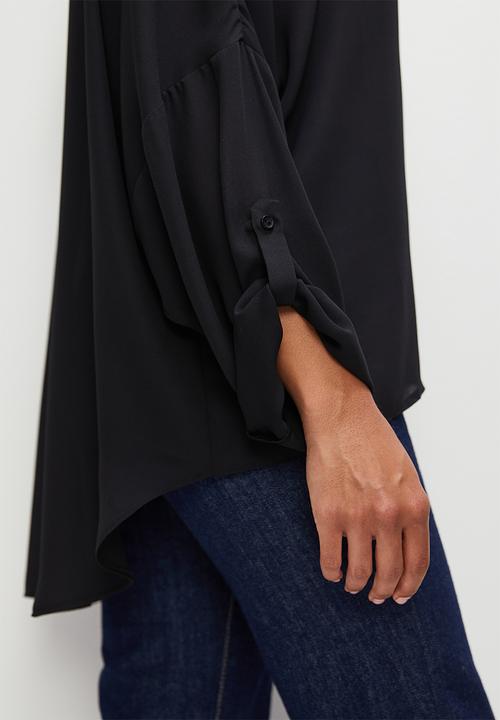 edit - Hi low voile shirt - black