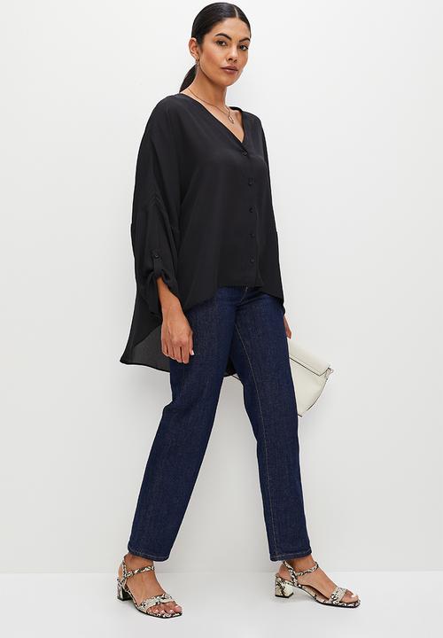 edit - Hi low voile shirt - black