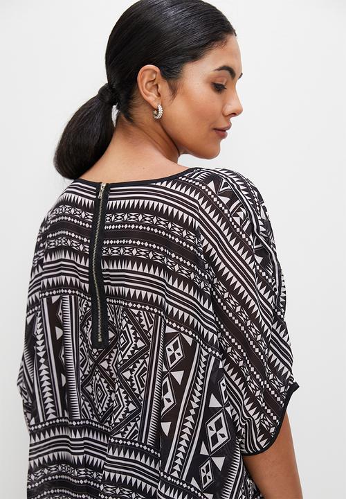 edit - Tribal print oversized shell - mono aztec