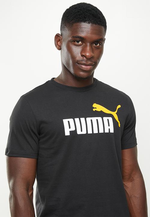 PUMA - Ess+ 2 col logo tee - puma black/tangerine