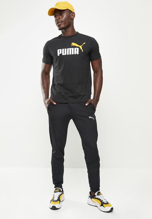 PUMA - Ess+ 2 col logo tee - puma black/tangerine