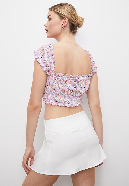 Blake - Co ord printed peasant top - lilac floral