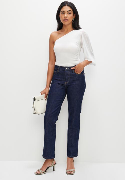 MILLA - Asymmetric chiffon sleeve bodysuit - ivory