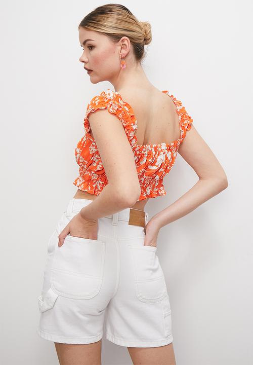 Blake - Co ord printed peasant top - orange floral