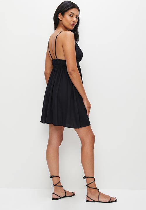 MILLA - Trim inset midi dress - black