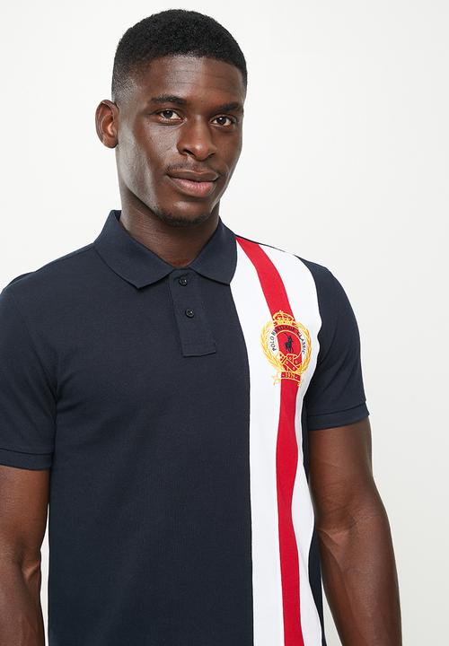 POLO - Men vertical stripe golfer - red