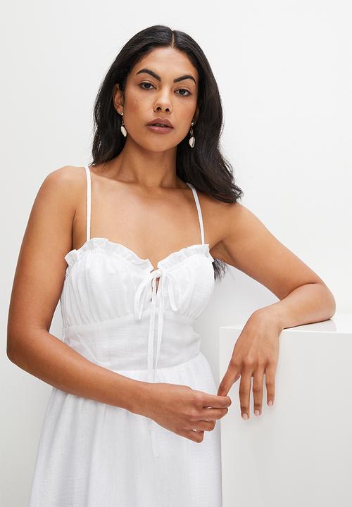 MILLA - Strappy corset detail midi dress - white