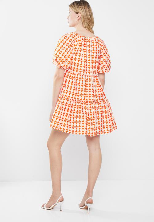 Glamorous - Ladies dress - orange diamond geo