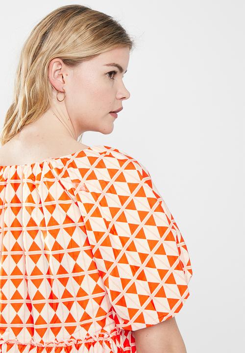 Glamorous - Ladies dress - orange diamond geo