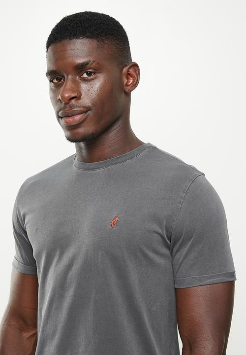 POLO - Men pjc clive short sleeve overdyed tee - black