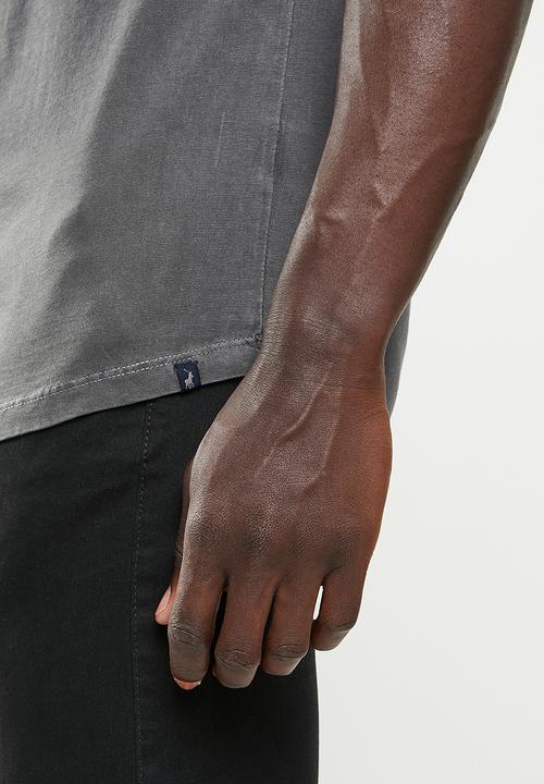 POLO - Men pjc clive short sleeve overdyed tee - black