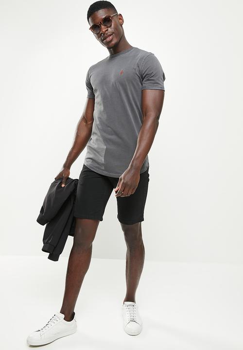 POLO - Men pjc clive short sleeve overdyed tee - black