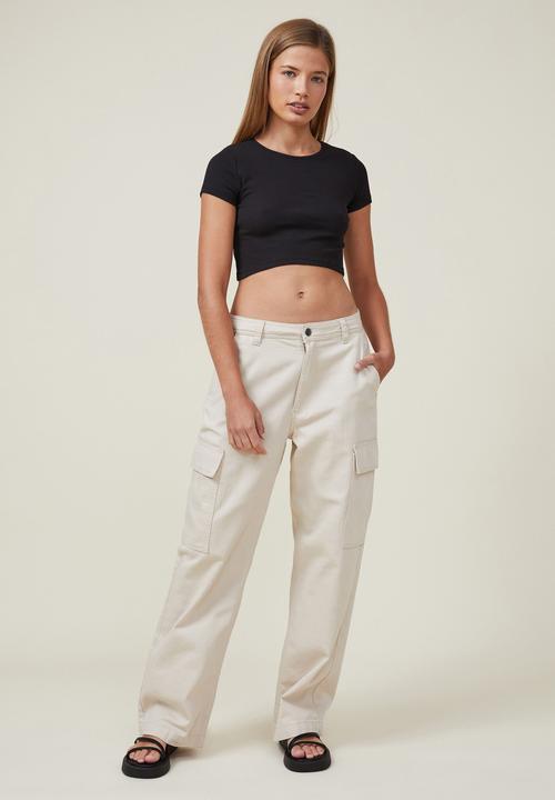 Cotton On - Curved crop short sleeve tee - black