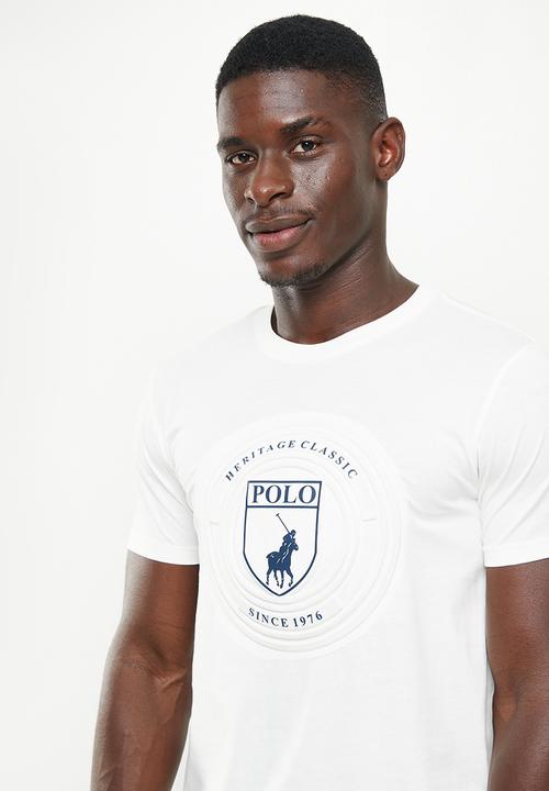 POLO - Men embossed crest tee - white