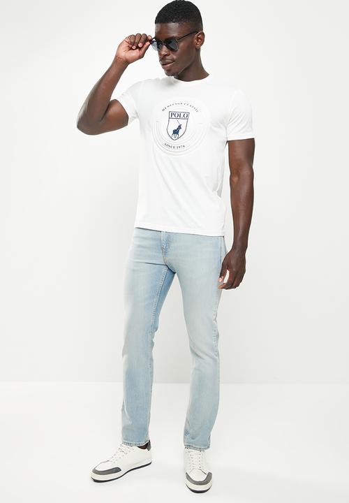 POLO - Men embossed crest tee - white