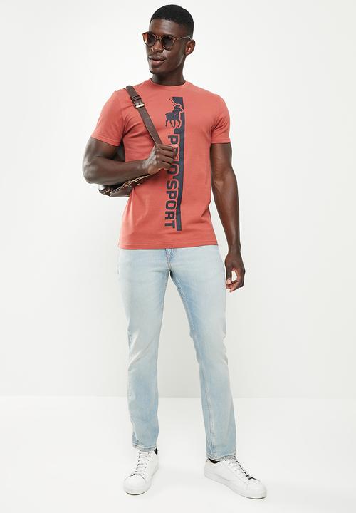 POLO - Men sport kabelo logo tee - brick