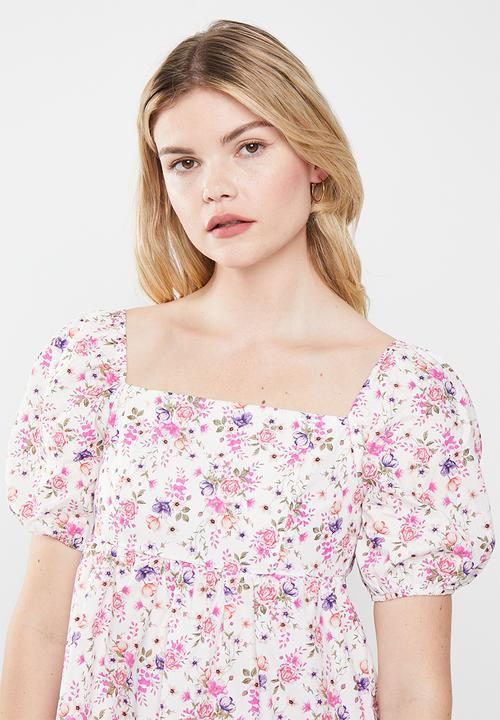 Glamorous - Ladies dress - white vintage flower