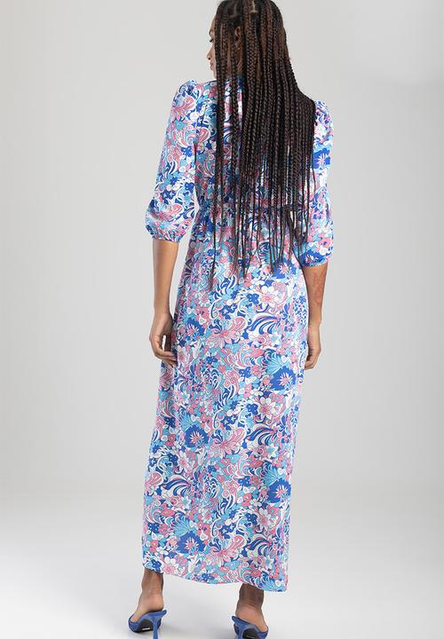 SISSY BOY - Your own reality: throw over dress with front slits - blue multi