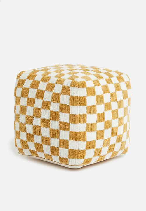 Sixth Floor - Checkered ottoman - natural