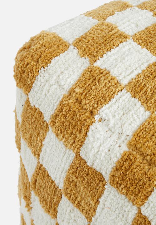 Sixth Floor - Checkered ottoman - natural