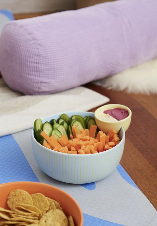 Typo - Double dip bowl - butter yellow light blue stripe