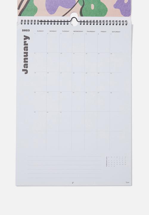 Typo - 2023 a3 art series calendar - bright forms