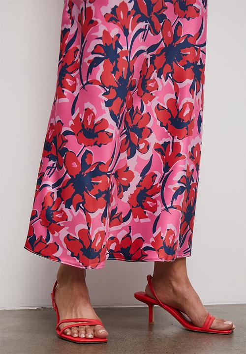 Superbalist - Long midi slip skirt - pink ditsy
