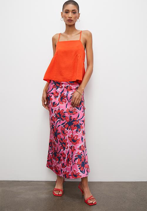 Superbalist - Long midi slip skirt - pink ditsy