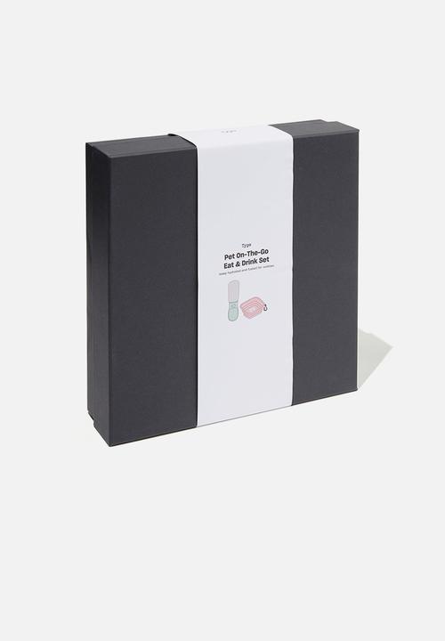 Typo - Dog on-the-go eat & drink set - messy ditsy spring mint & whisper pink