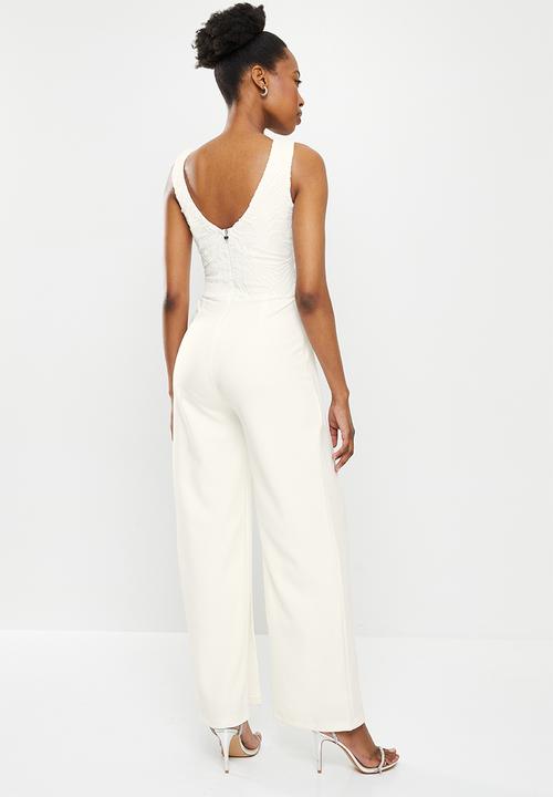 SISSY BOY - Heccers glam: jumpsuit with wide leg pant - off white