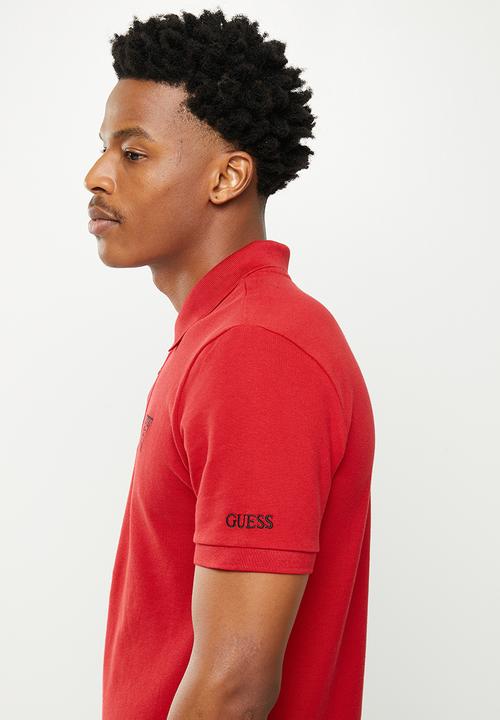 GUESS - Short sleeve guess classic golfer - chilli red