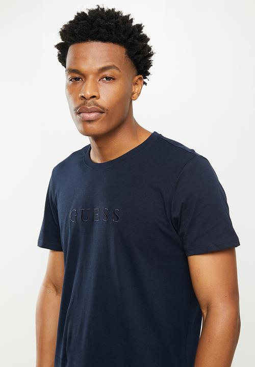 GUESS - Es short sleeve pima embroidery logo crew - new navy