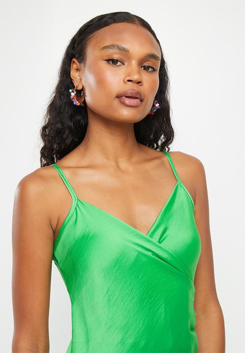 Me&B - Slit slip dress - green