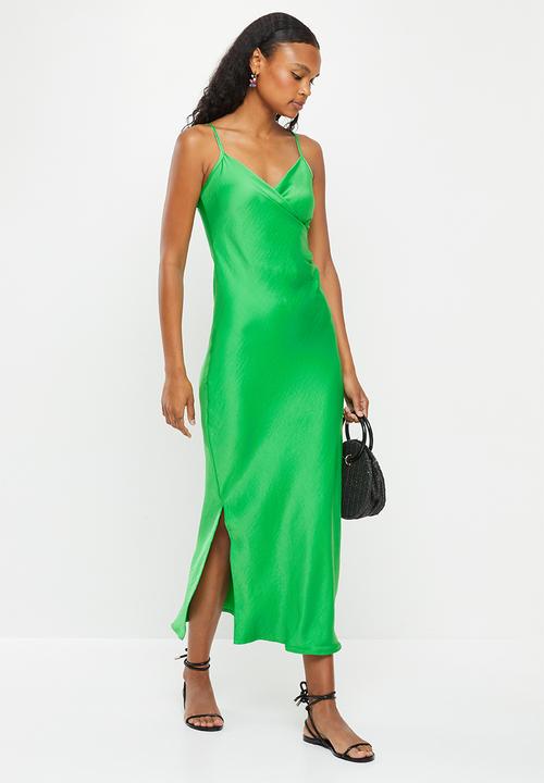 Me&B - Slit slip dress - green