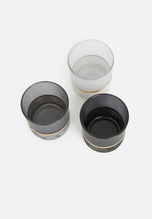 H&S - Velvet tealight holder set of 3 - grey 