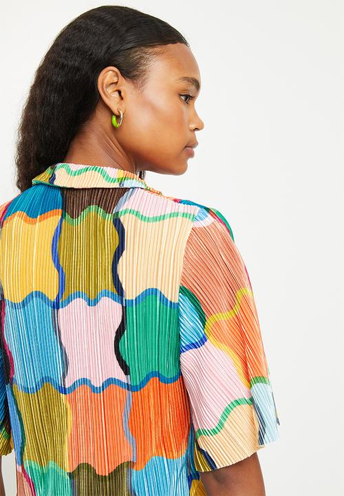 Me&B - Loop button longer length shirt - multi