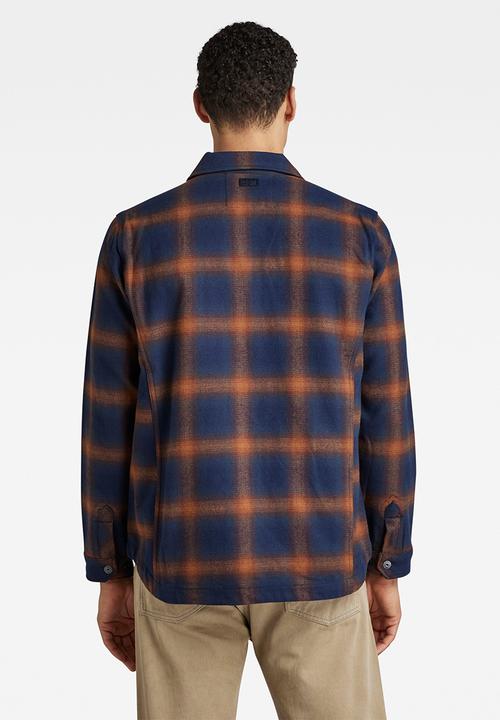 G-STAR - Check zip reg overshirt - sartho blue blur check 