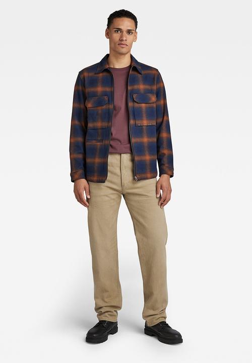 G-STAR - Check zip reg overshirt - sartho blue blur check 