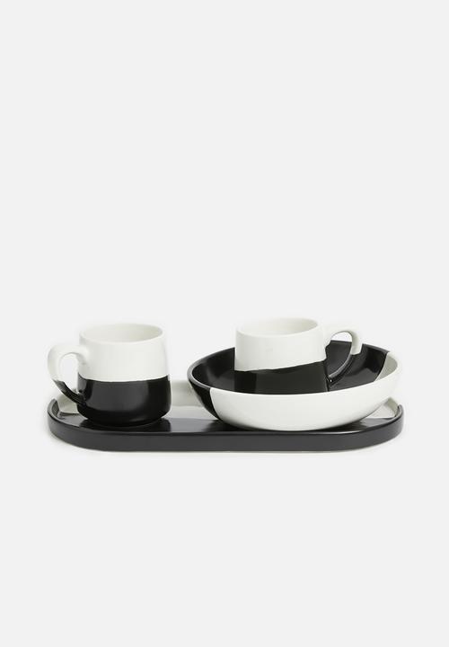 Urchin Art - Lyrica dipped platter- black & white
