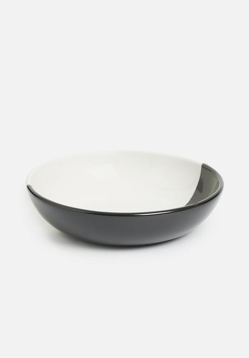 Lyrica dipped bowl- black & white