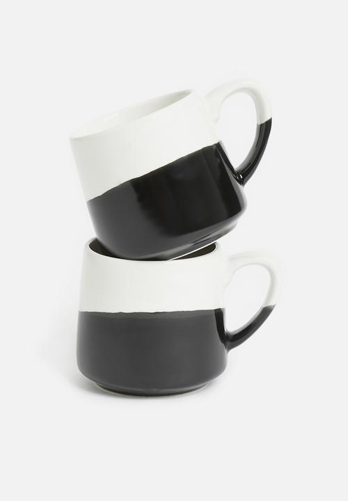 Urchin Art - Lyrica dipped mug set of 2- black & white