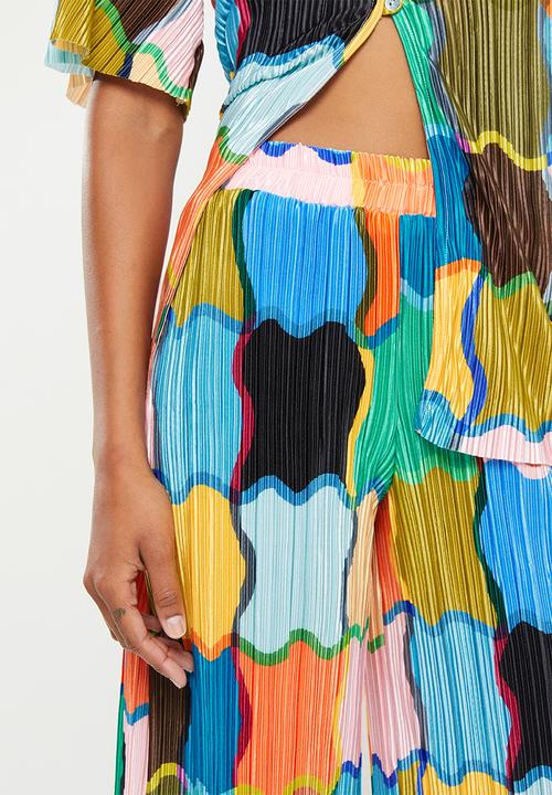 Me&B - Cropped wide leg printed  pants - multi