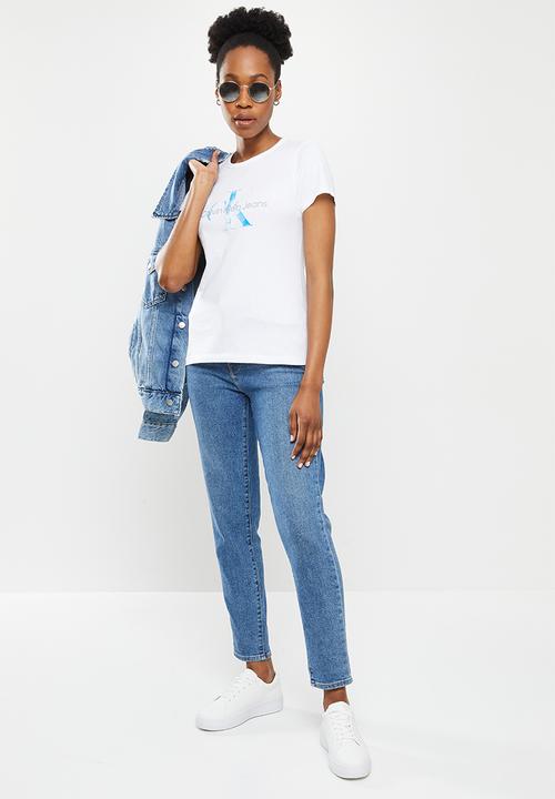 Calvin Klein - Aqua monogram slim tee - bright white