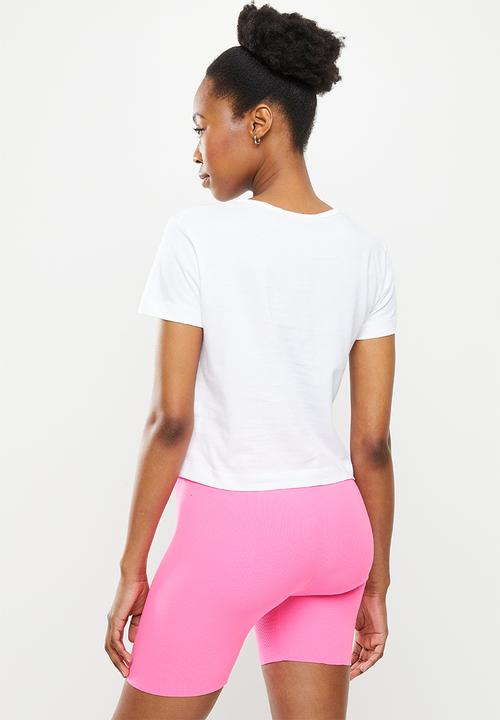 Calvin Klein - Shrunken institutional baby tee - bright white/pink print