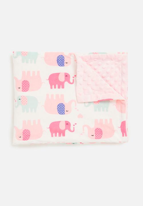 Pop Candy - Baby printed elephant blanket - pink & white