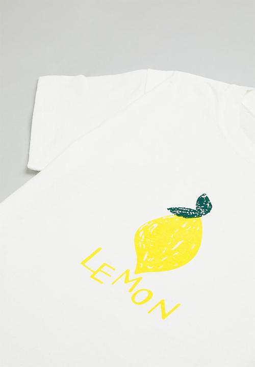 Pop Candy - Girls lemon tee & short set - white & yellow