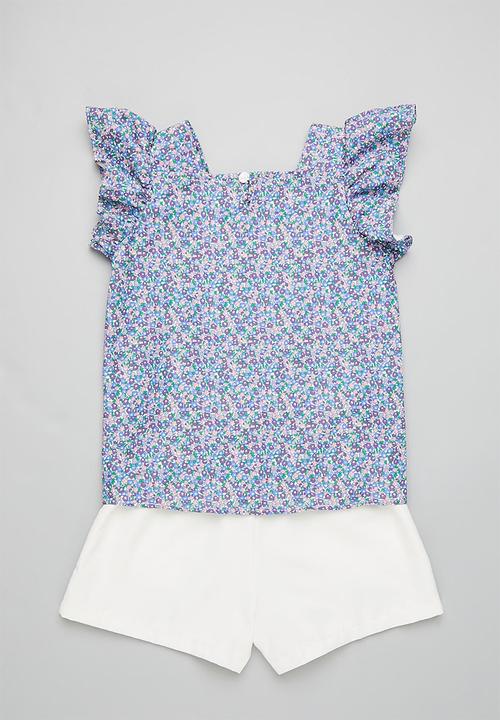 Pop Candy - Top & shorts set - blue & white
