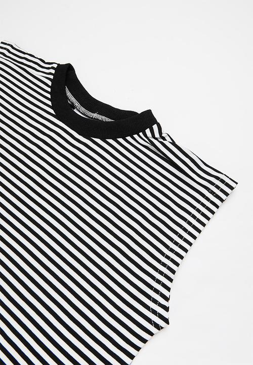 Pop Candy - Stripe tee & short set - black & white